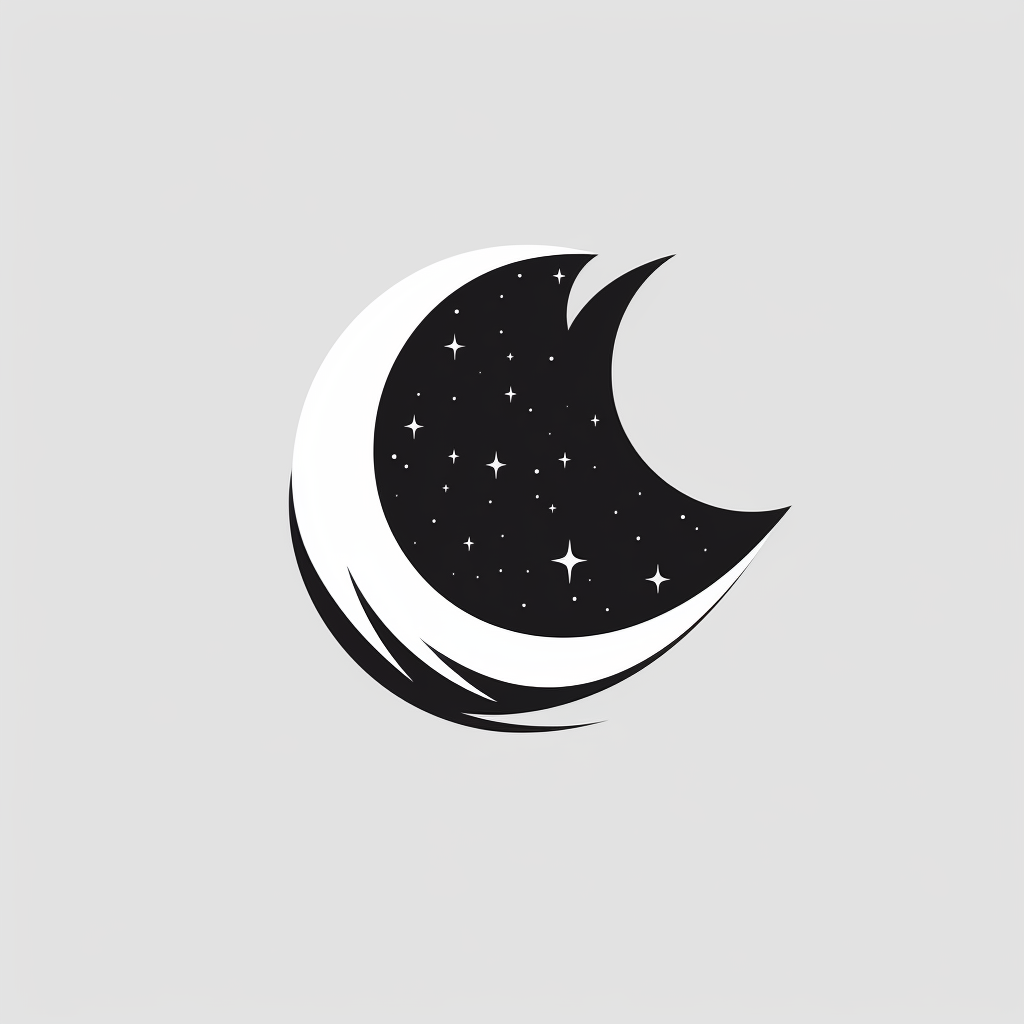 Black and White Crescent Moon Logo