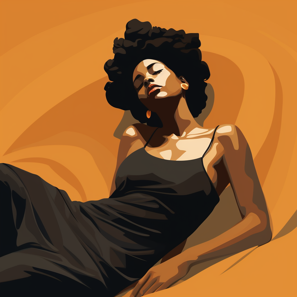 Vector illustration of a black woman laying on her side