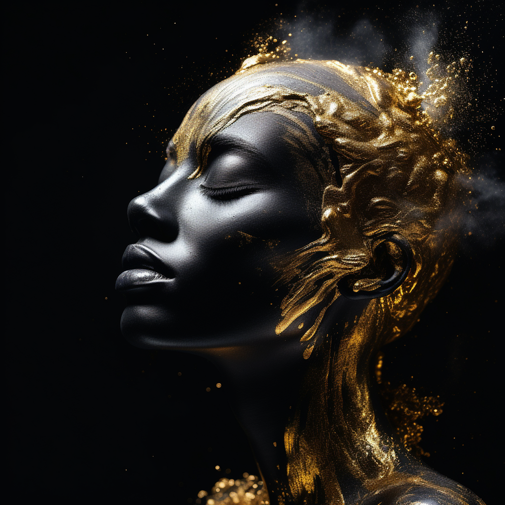 Elegant black background with gold dust particles