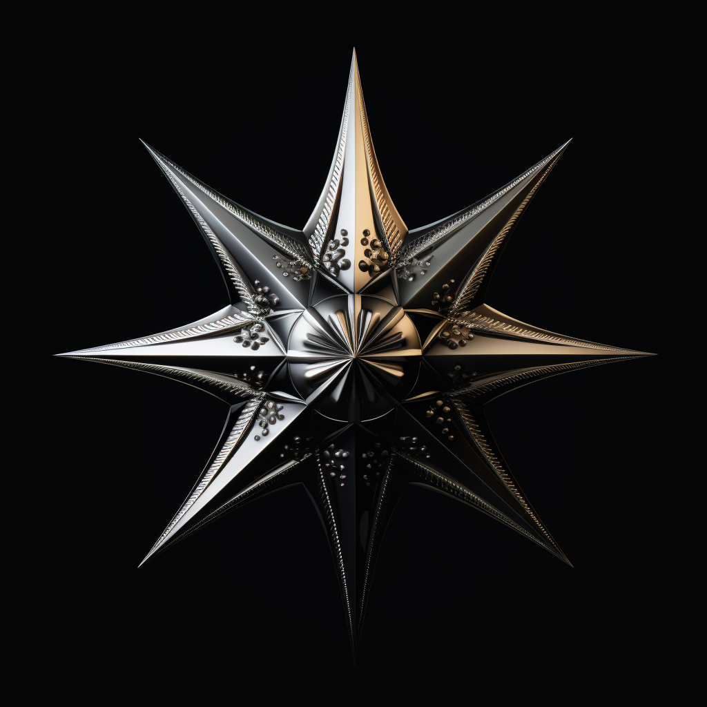 Stylized pyramid with star on black background