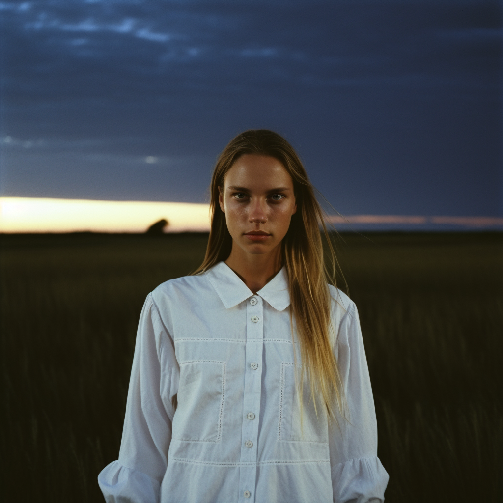 Blonde girl with long straight hair