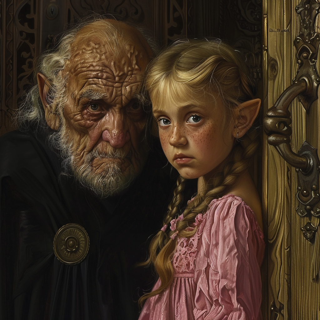 Blonde girl and elf man fantasy art