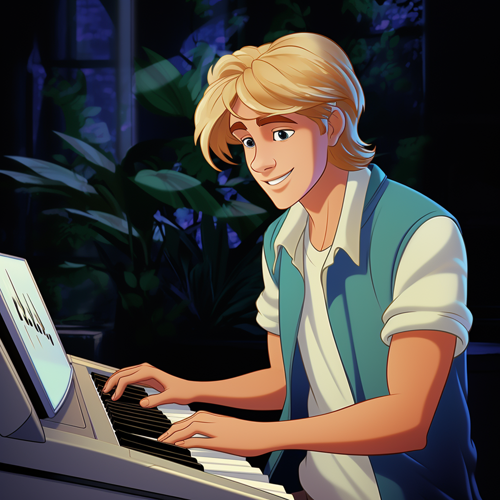 Blonde Boy Playing Music Keyboard