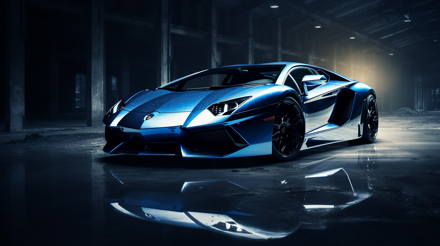 Blue aventador on dark background