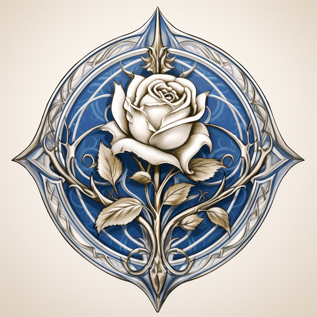 Medieval Crest Logo with Blue Rose