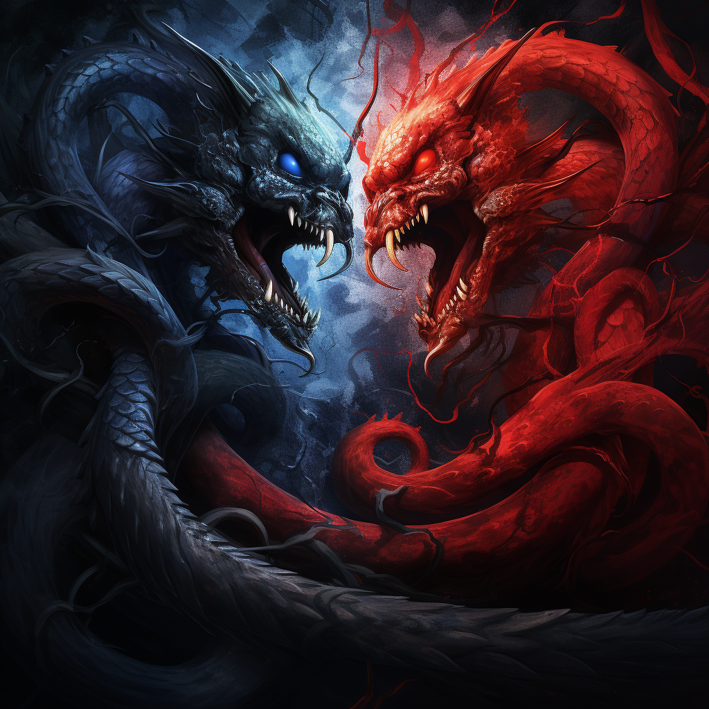 Deadly Showdown: Blue Snake vs Red and Black Devil