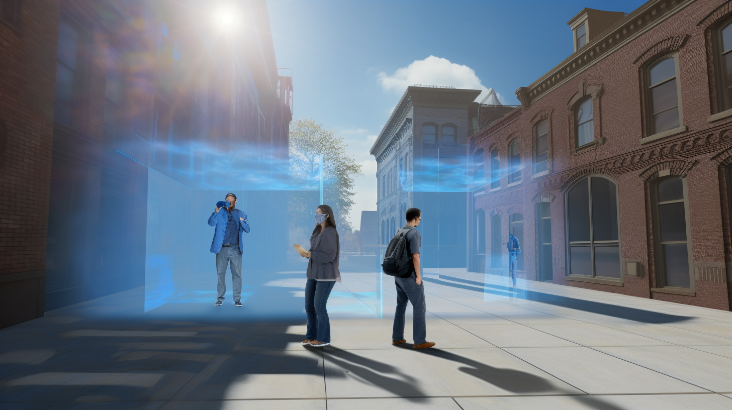 Blue Transparent Hologram Building Illustration