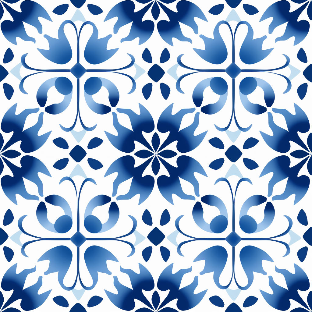 Blue and white Arabic minimalistic pattern