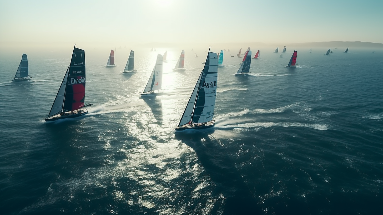 Exciting boating racing action with multiple boats