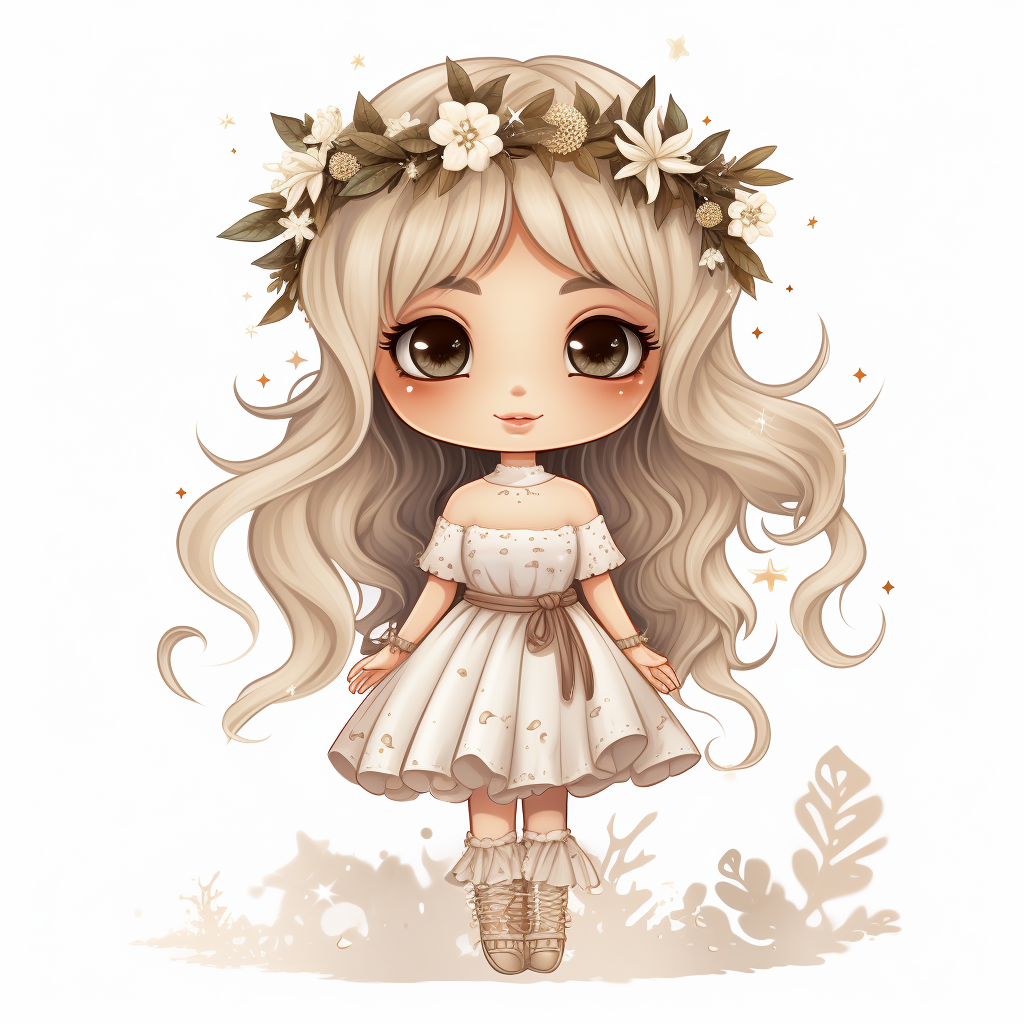 Boho Chibi Christmas Fairy Cartoon