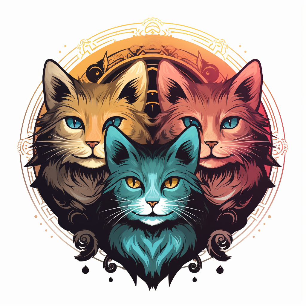 Cats emblem on white background