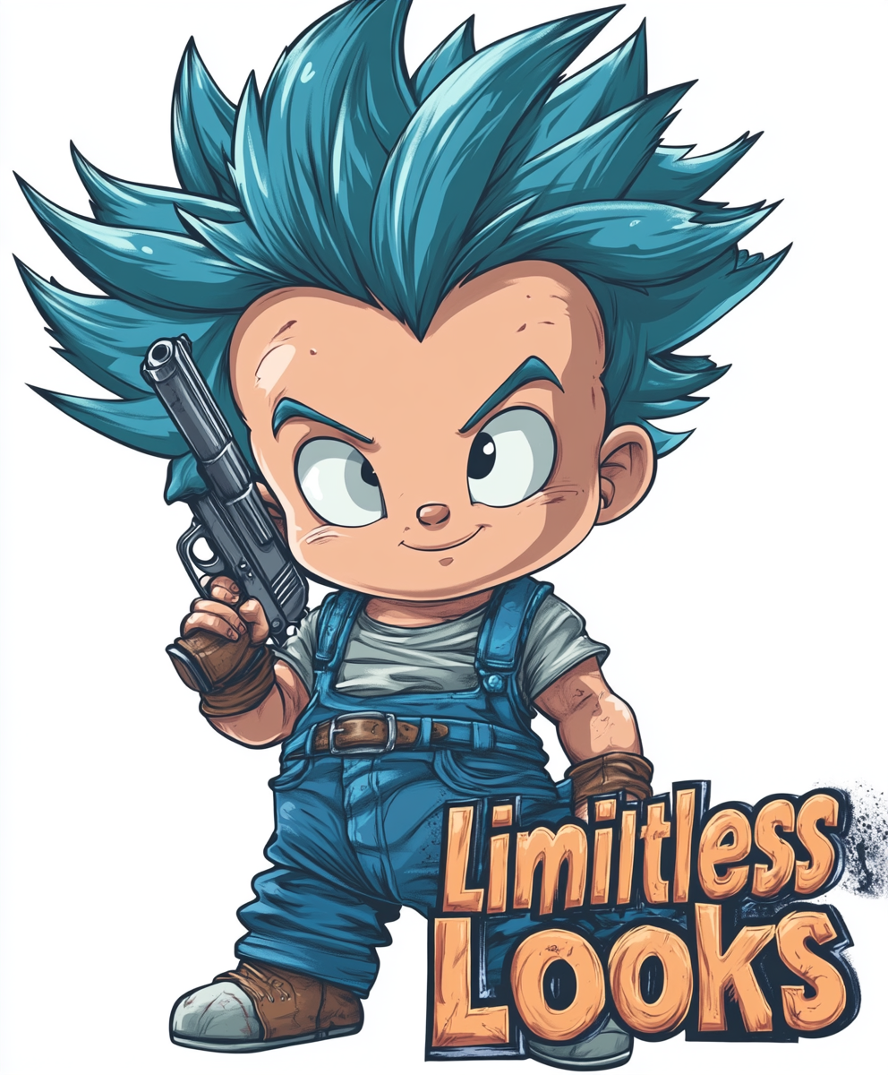 Cartoon Baby With Blue DragonBall Z Hair