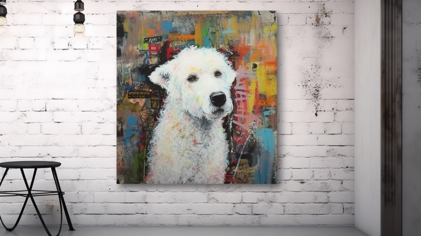 White Poodle in Bondi-Themed Contemporary Background