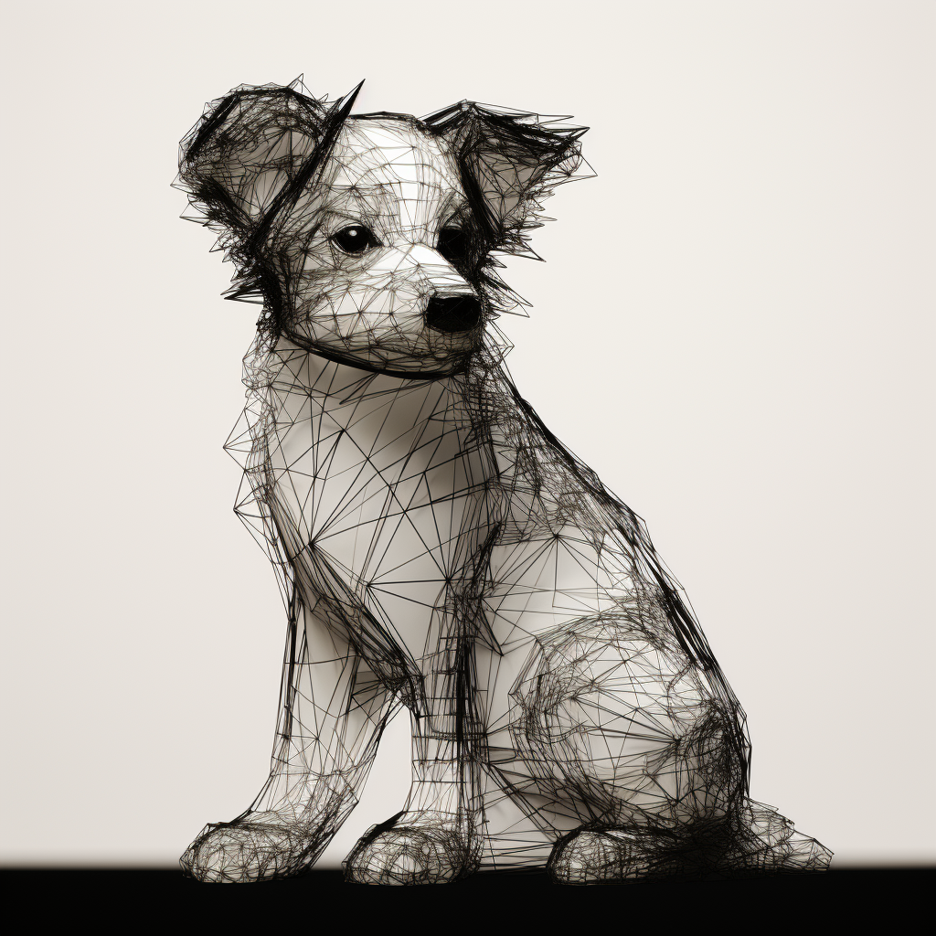 Border Collie Puppy Wireframe Structure Image