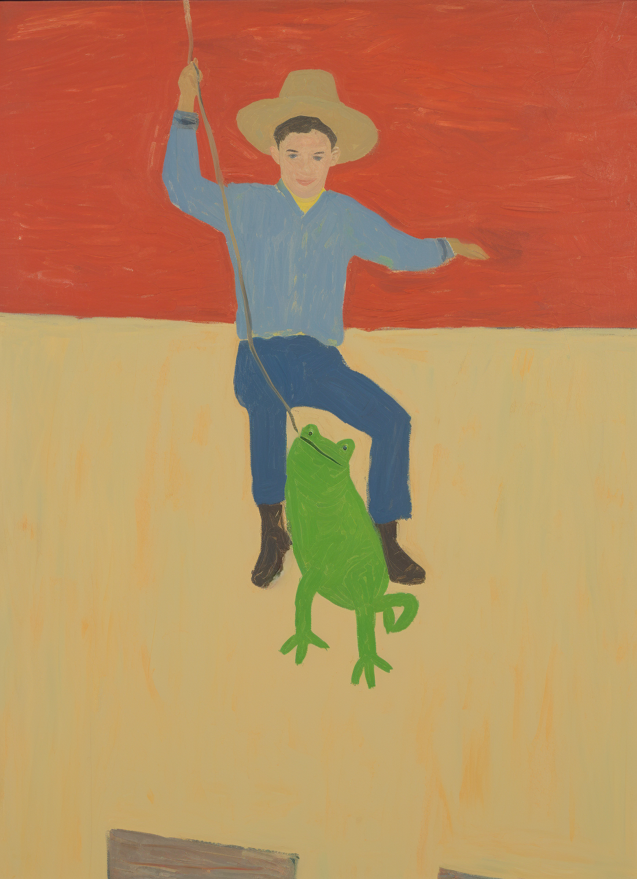 Boy on frog in rodeo