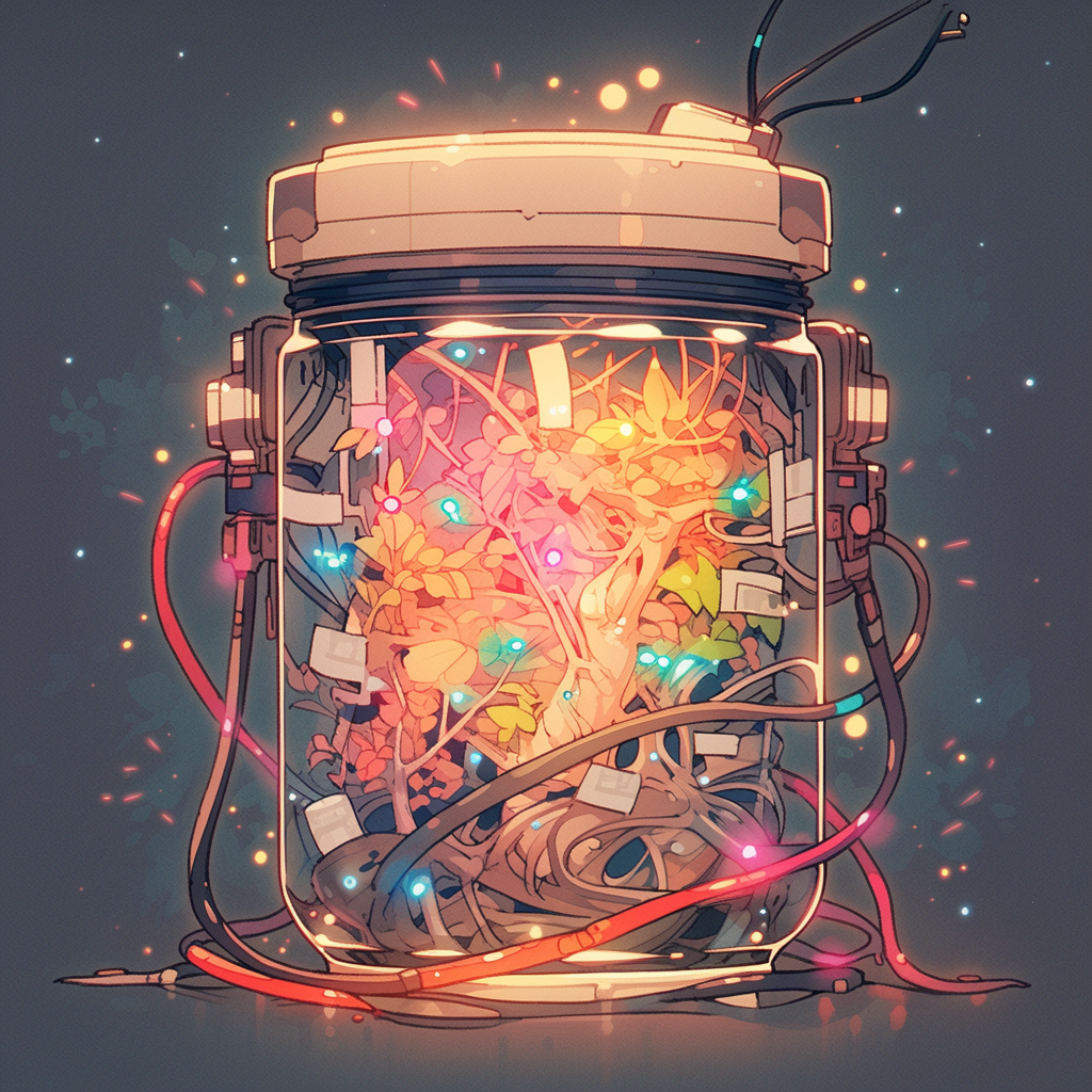 Brain in High-Tech Jar with Wires