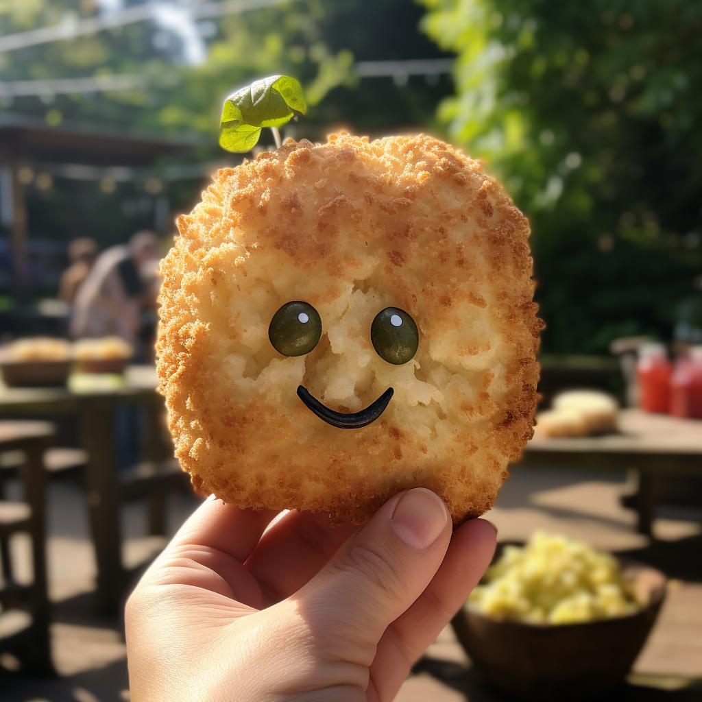 Yummy breaded nugget with face