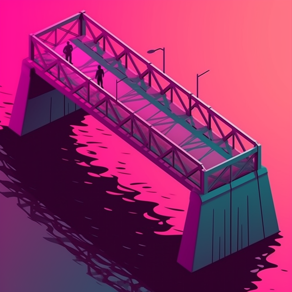 Isometric bridge with shadow and light