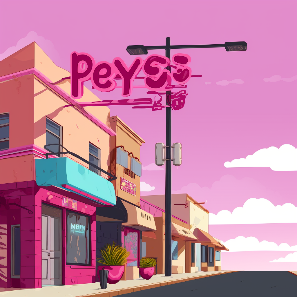 Close-up of Pixel Art Peyos Sign