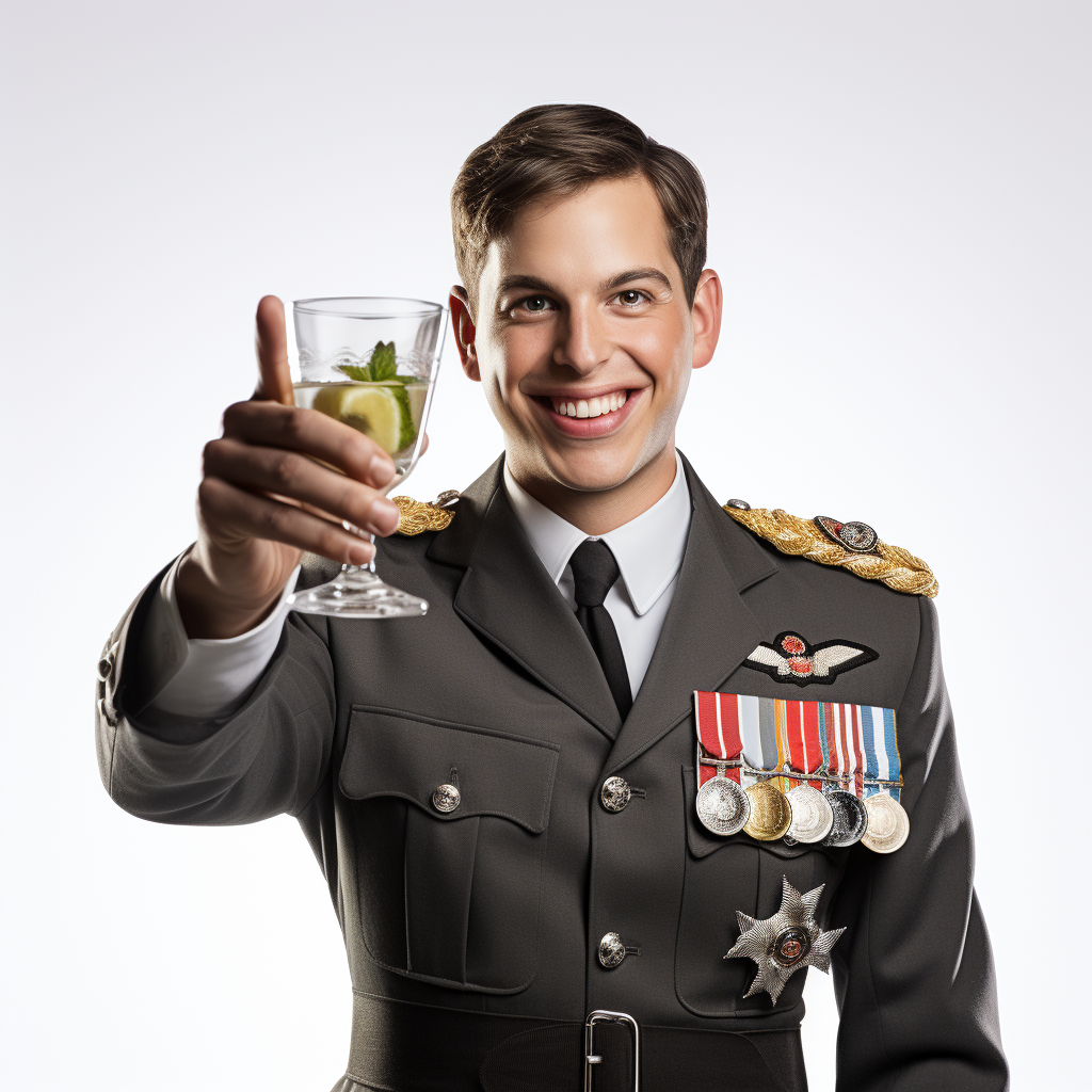 British Army Officer Toasting Gin Tonic