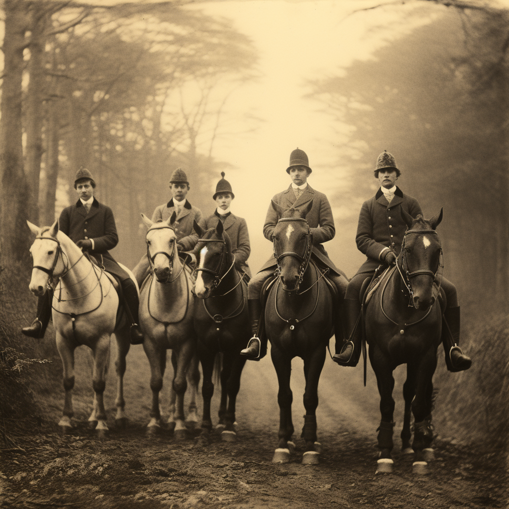 Old photograph of British Lord hunting