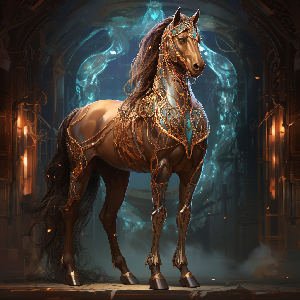 Exotic brown horse with jewels outline