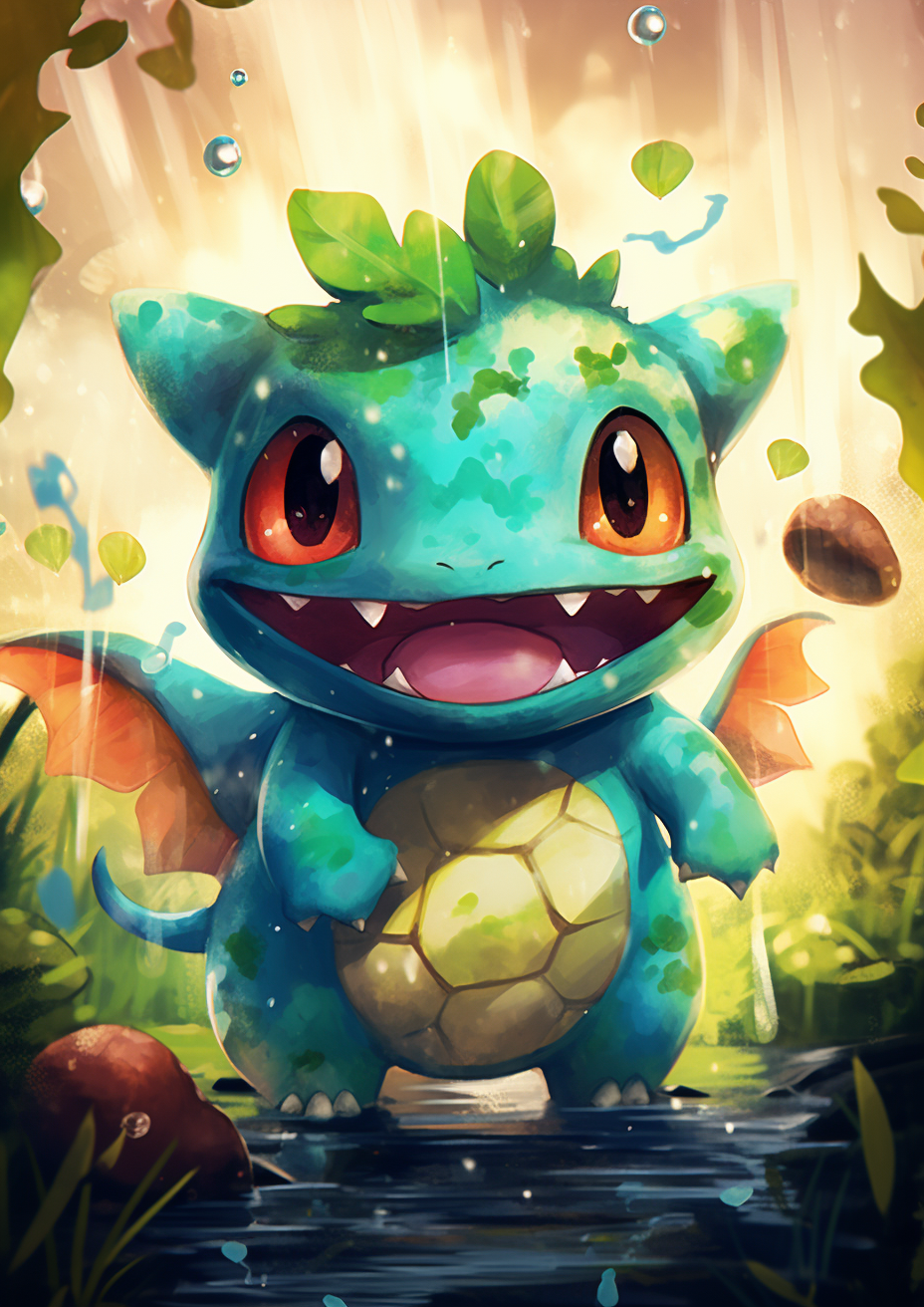 Cute Bulbasaur with Eric Carle style