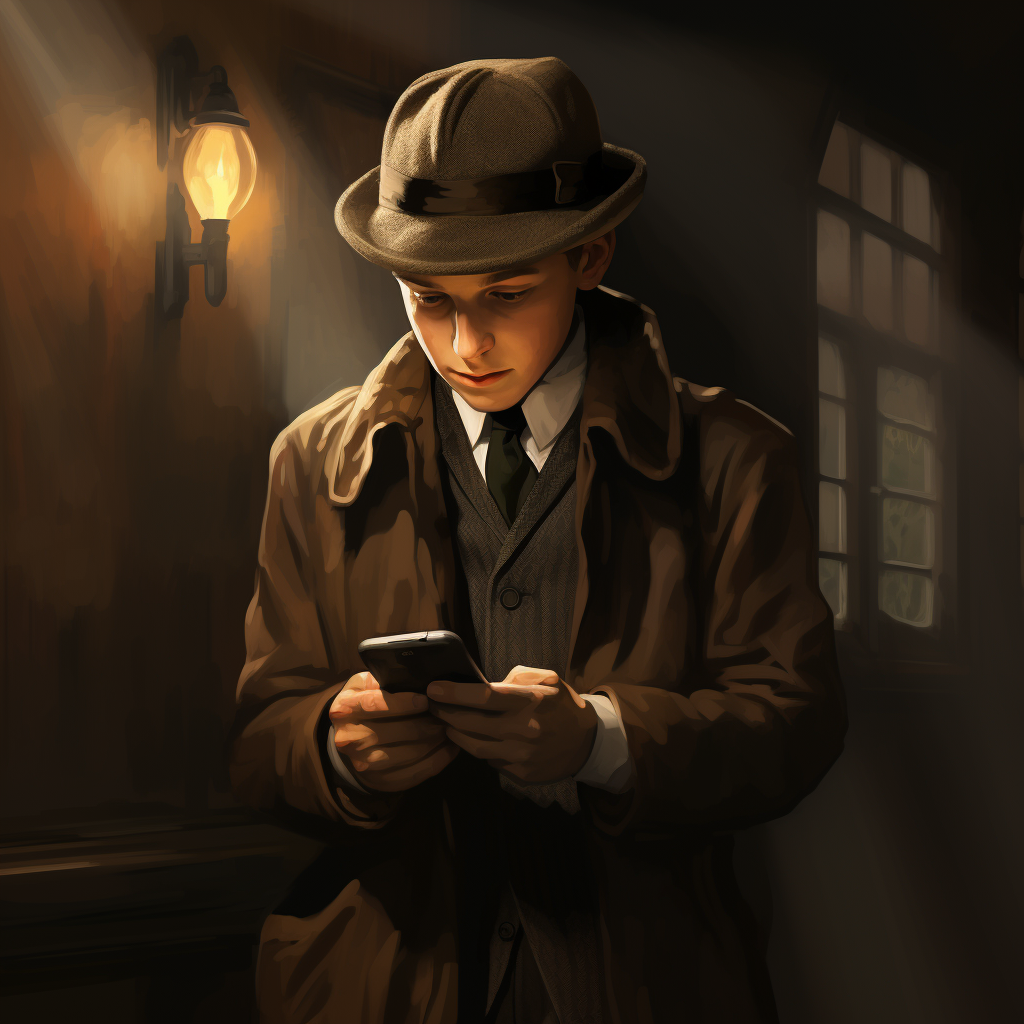 Bunny wearing newsboy cap scrolling phone