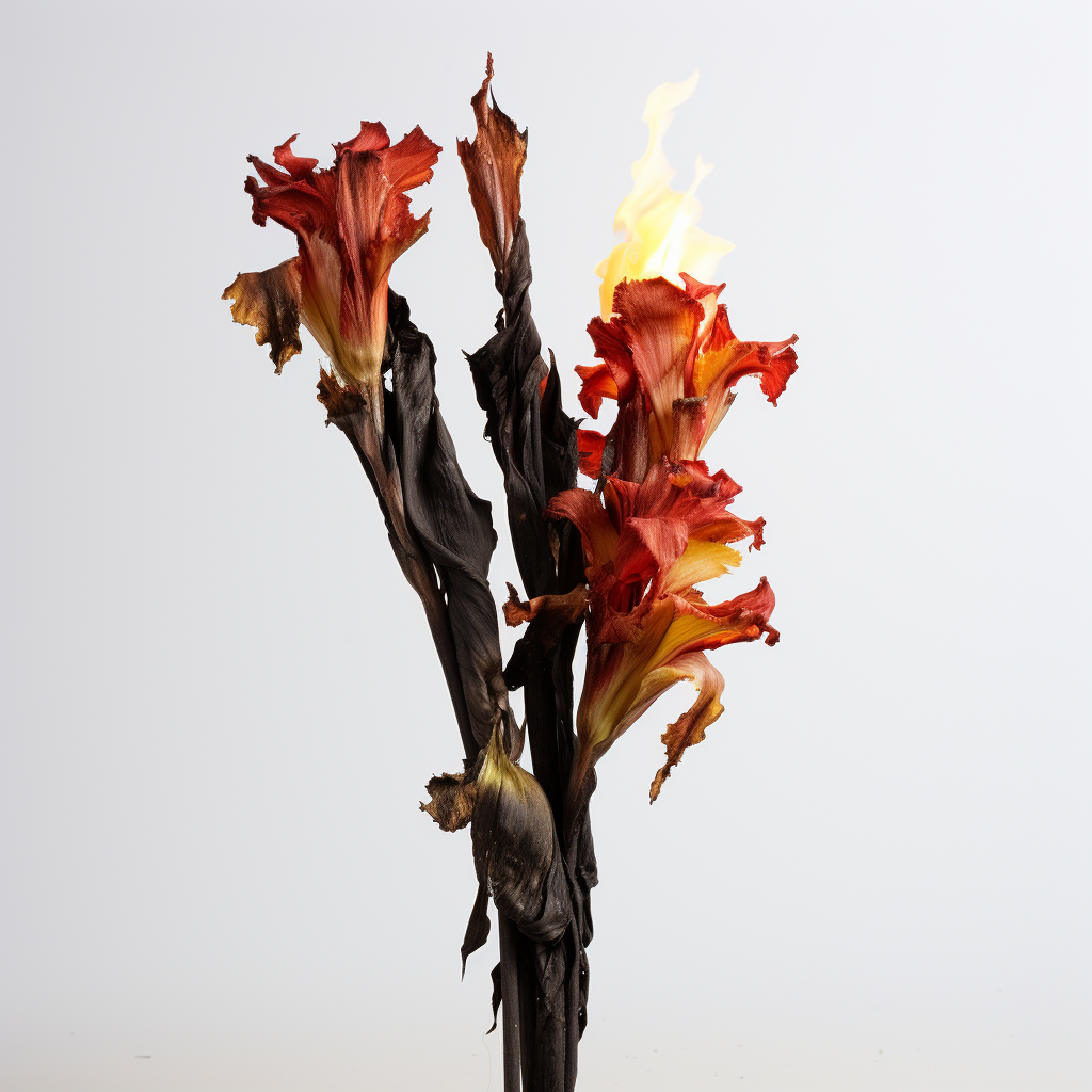 Burnt Gladiolus on White Background