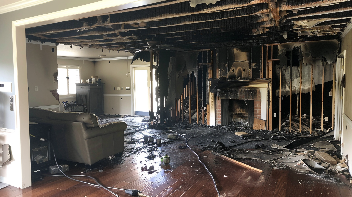 Burnt walls inside modern home