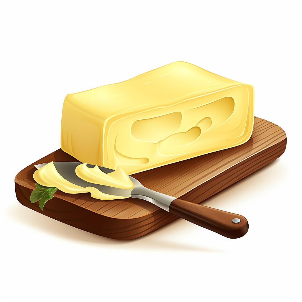 Fresh and Creamy Butter on Wooden Board