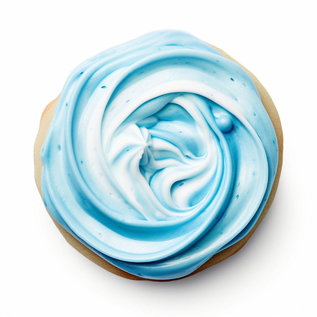 Tasty buttercream frosted cookie with blue icing