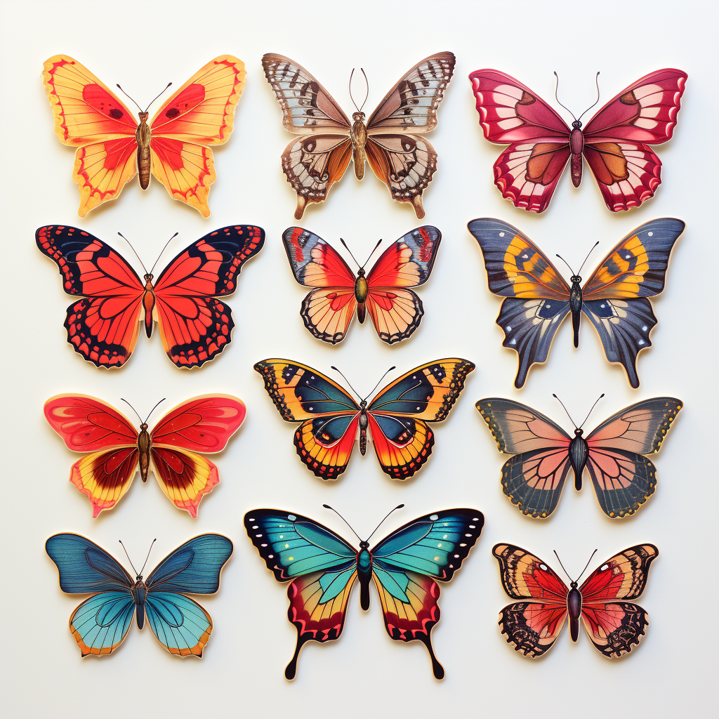 Colorful butterfly stickers for decoration