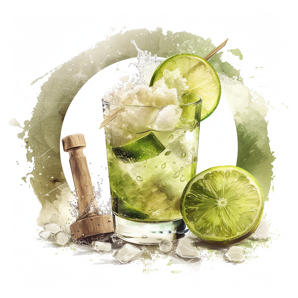 Fresh Caipirinha Cocktail Lime Glass