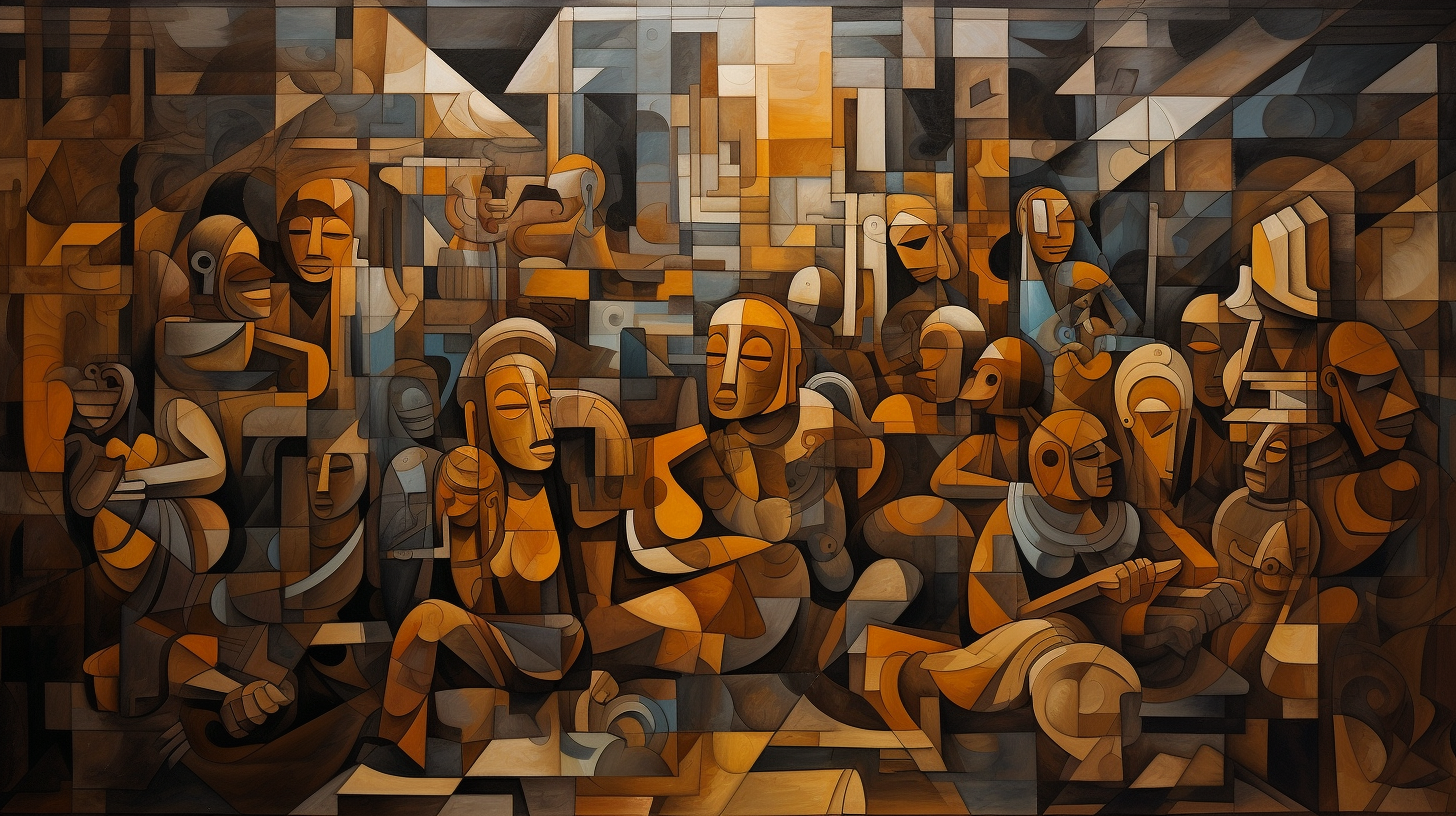 Detailed Cambodian Cubism Artwork