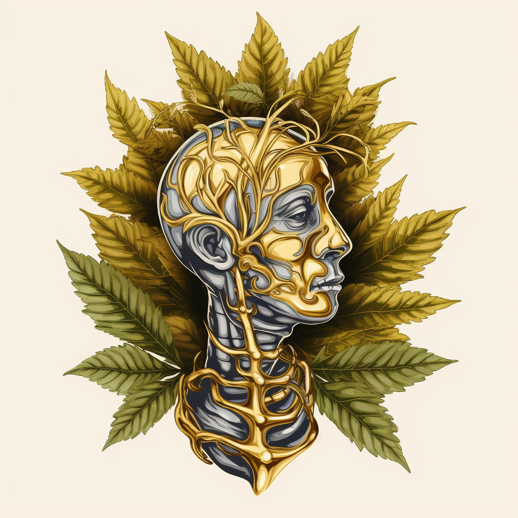 Illustration of Cannabis-Infused Human Brain