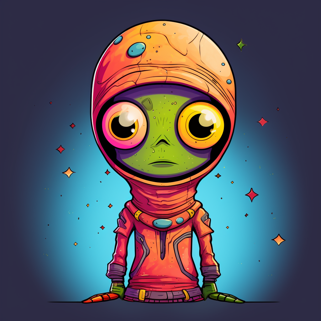 Cartoon alien with vibrant colors