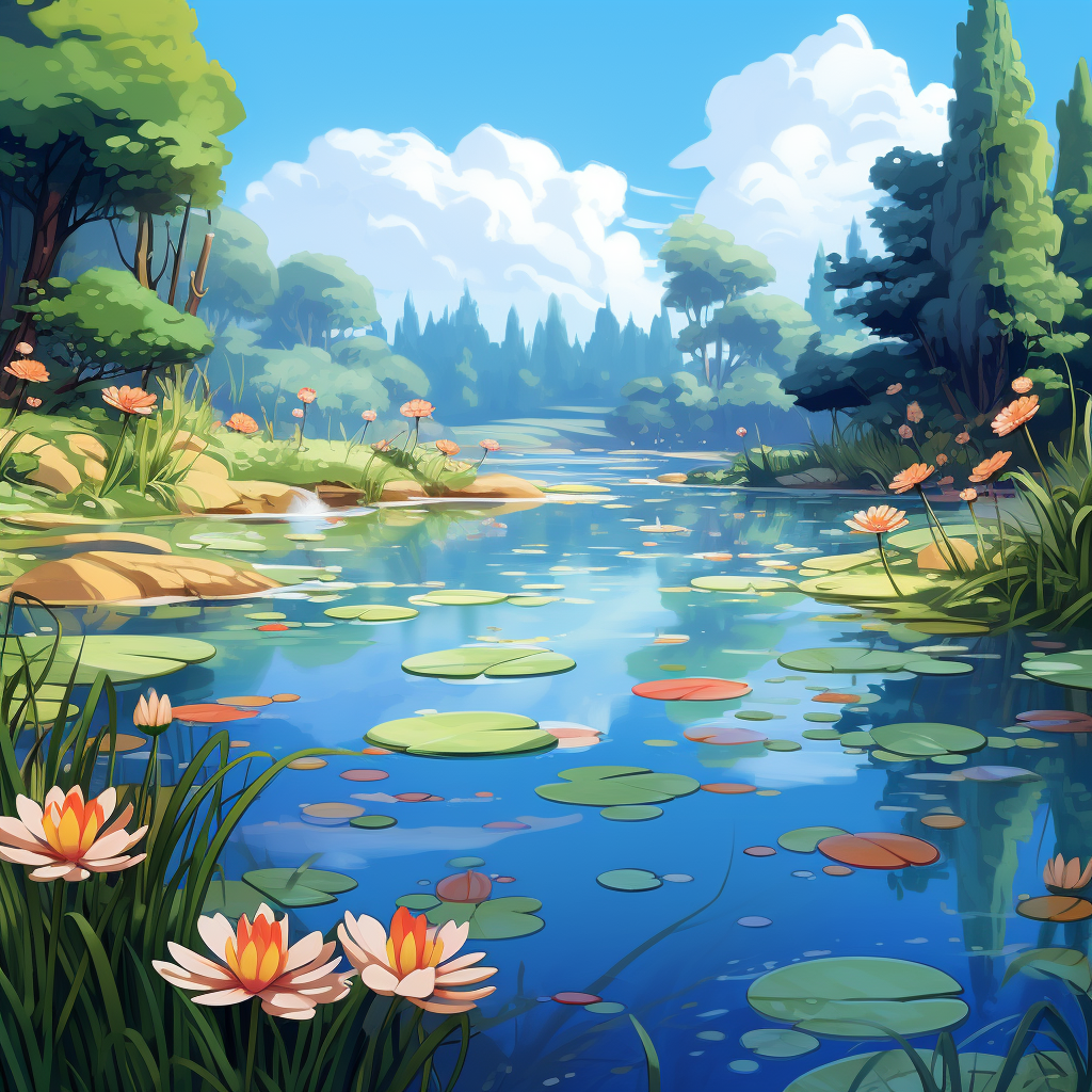 Cartoon backgrounds pond picture