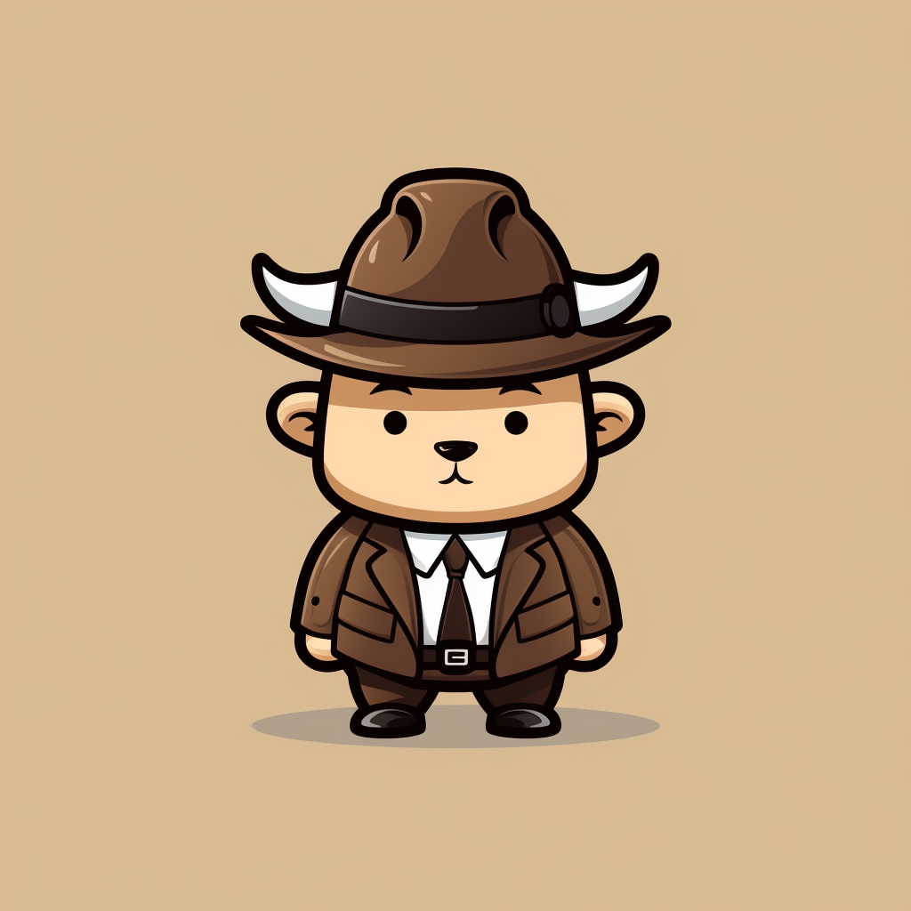 Cartoon cow wearing a detective costume