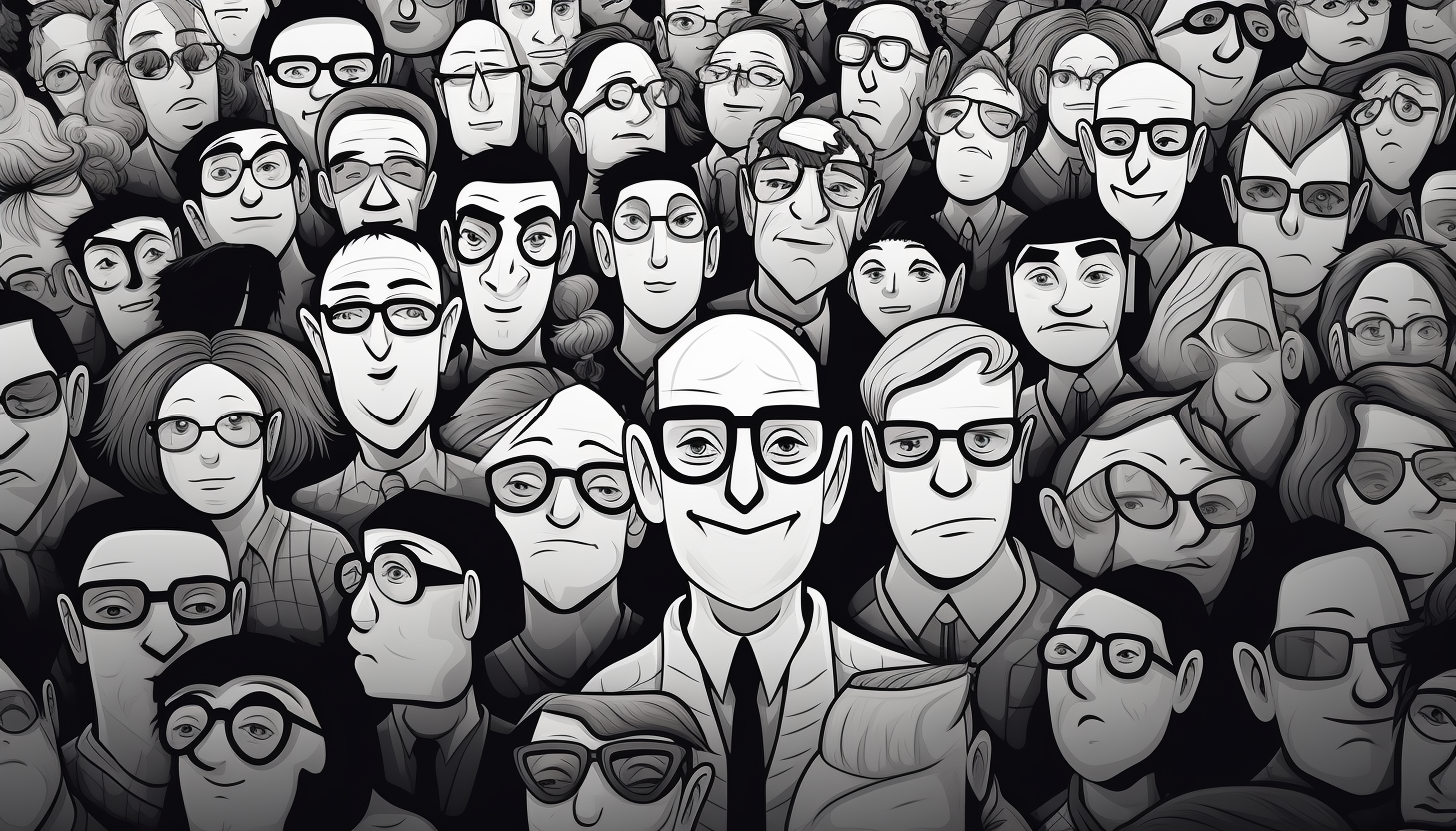 Crowd with Glasses Cartoon Design