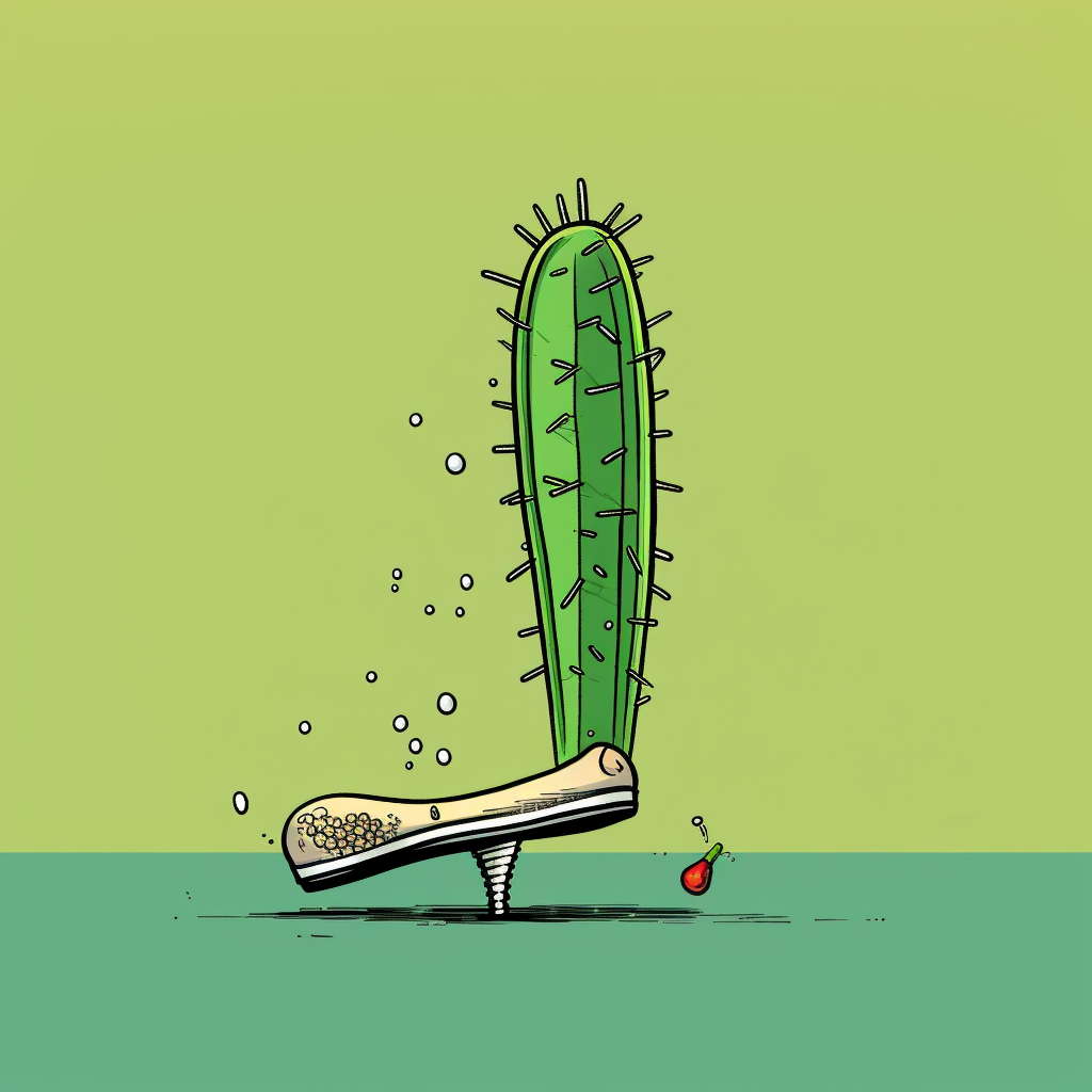 Cartoon foot with cactus needle