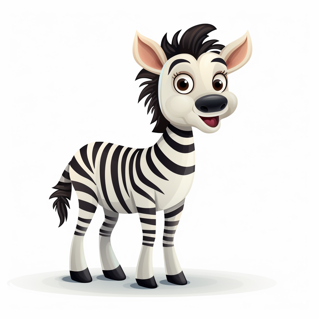 Cute cartoon zebra on white