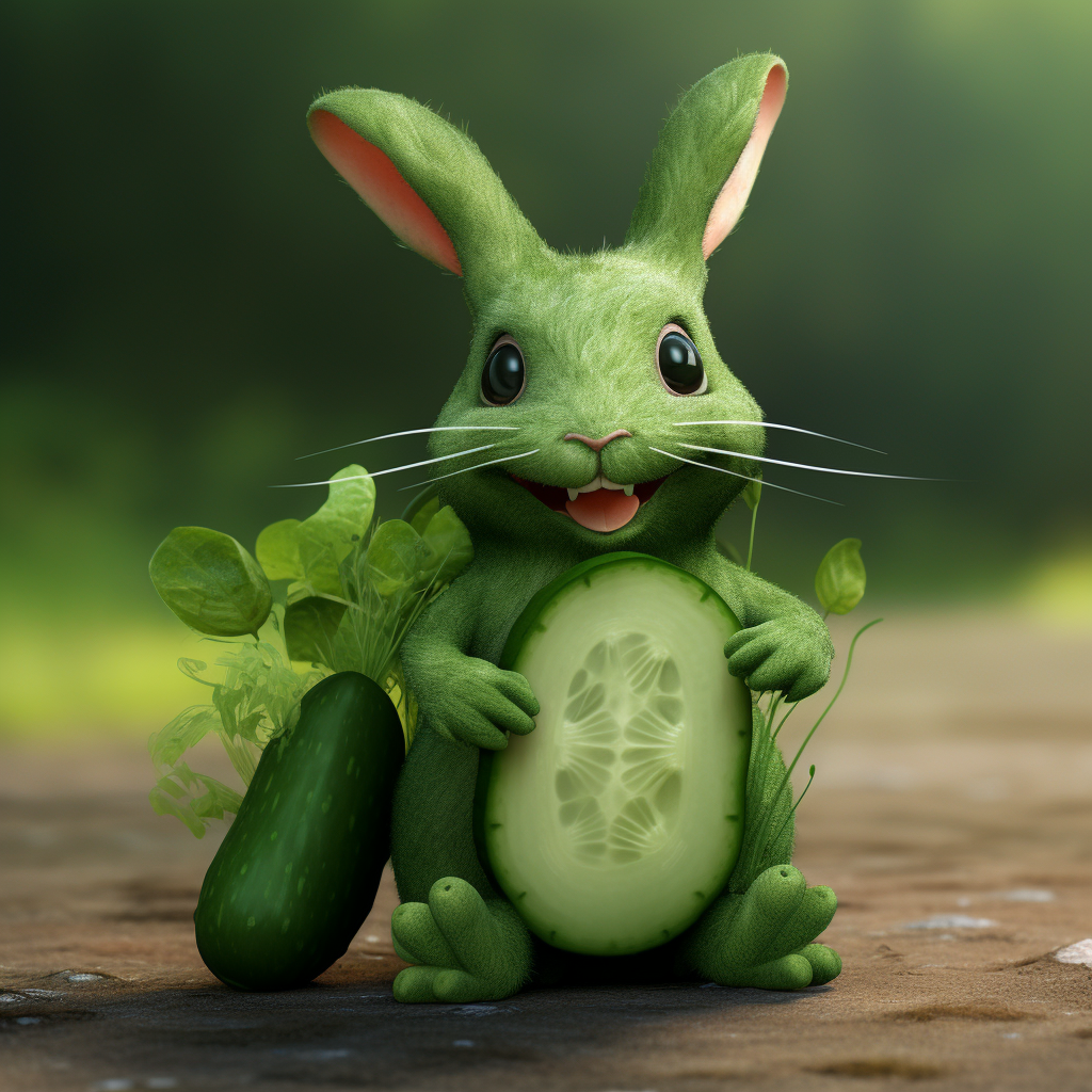 Cute cartoon rabbit with cucumber legs