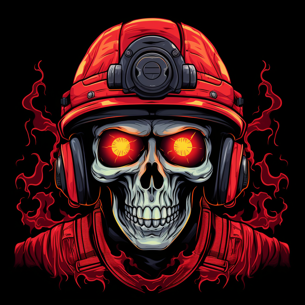 Cartoon skull firefighter illustration