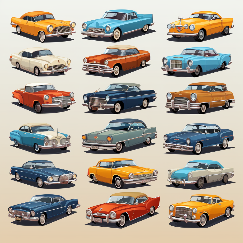 Cartoon style car models in vector graphics