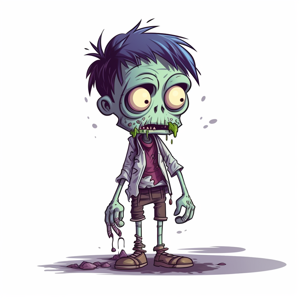 Minimalistic cartoon zombie character