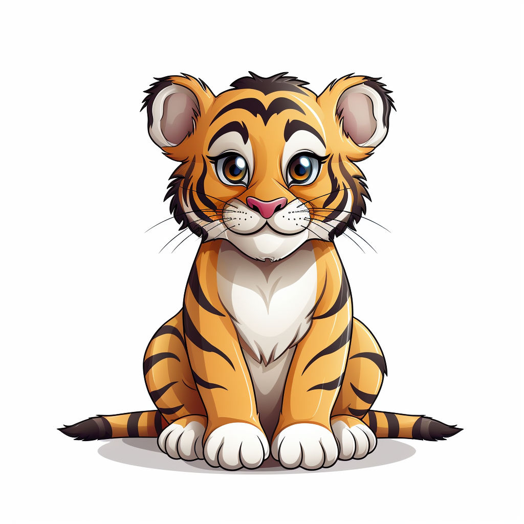 Cute Cartoon Tiger Sitting Down