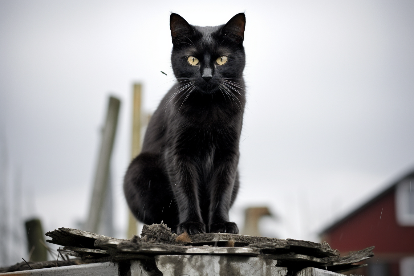 Cat standing on fence in bauhaus style