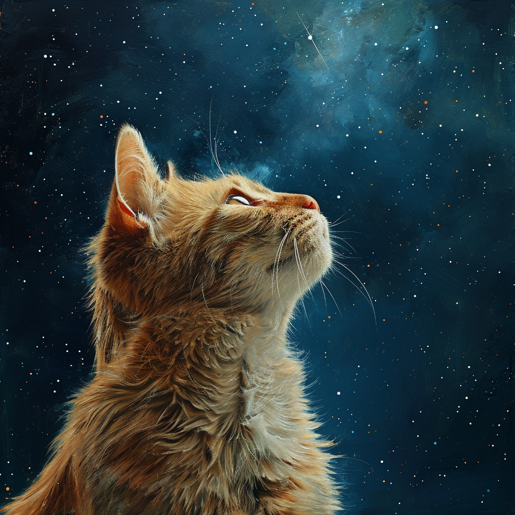 A cat looking up at the stars