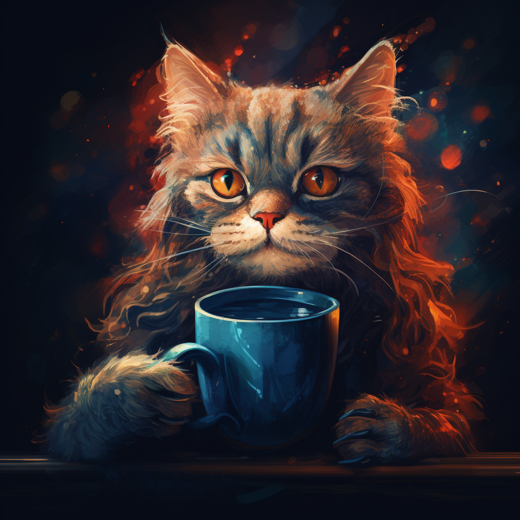 Cat enjoying a cup of coffee  ?☕️